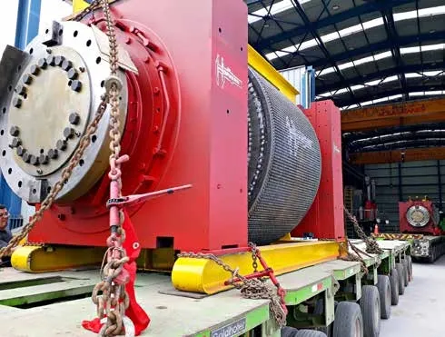Conjunto de rodillo HPGR preparado para transporte