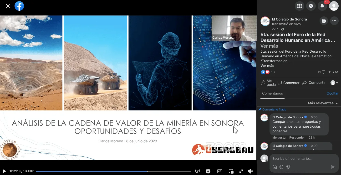 Imagen destacada: Carlos Moreno, CEO de ÜBergbau participa en la conferencia “Transformaciones de la minería en América del Norte”